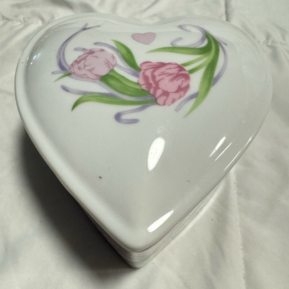 VTG 1990 FTD Especially For You Heart Shaped Floral Trinket Jewelry Box Ceramic - Picture 6 of 9